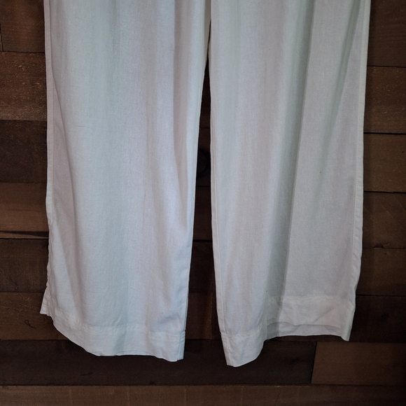 OLD NAVY Linen Blend High Rise Wide Leg Off White NWT Pants SZ MP - Picture 9 of 13